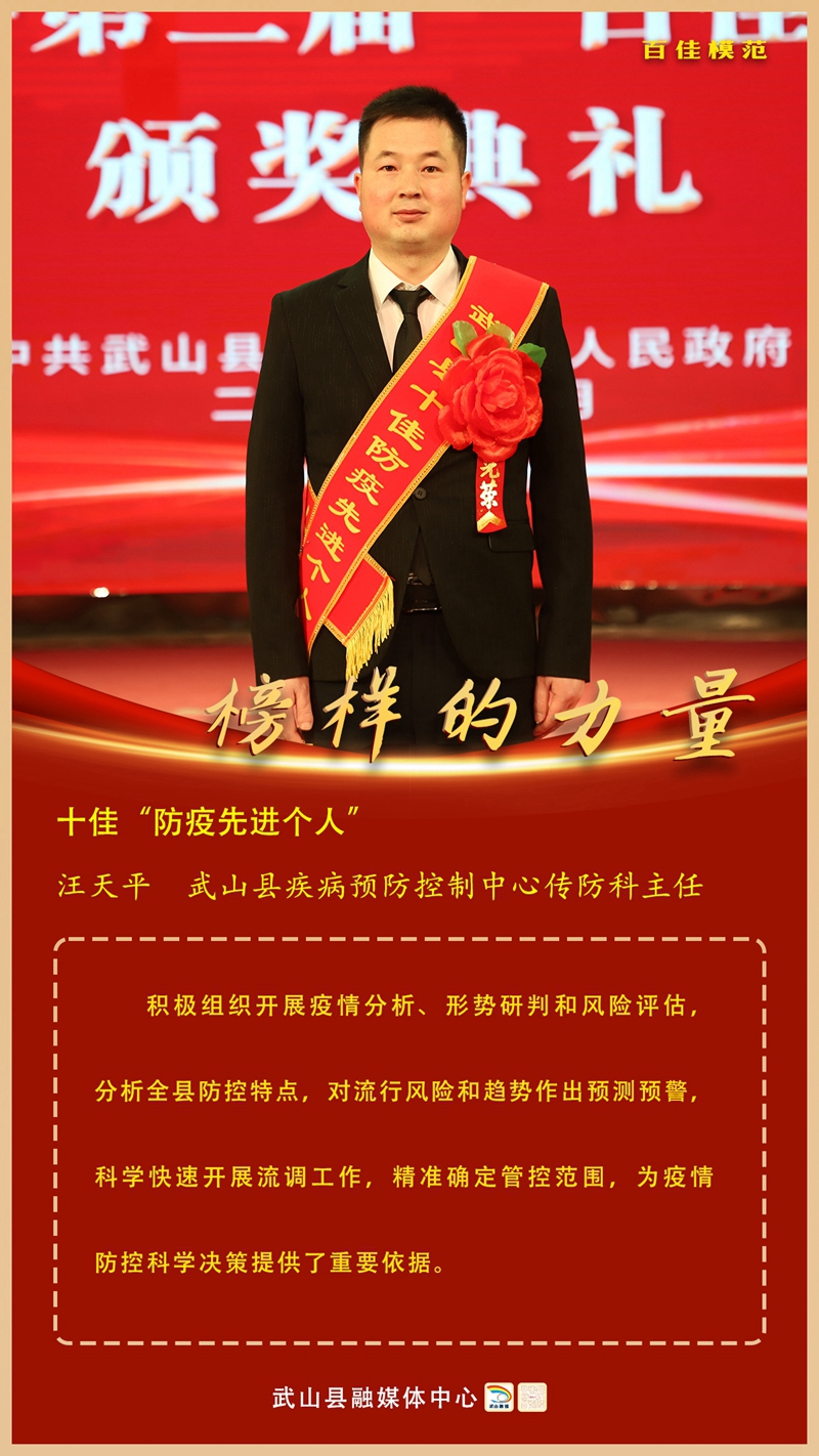 2汪天平,武山县疾病预防控制中心传防科主任